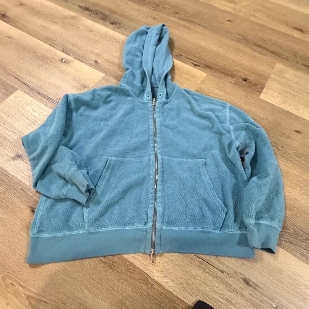 ATM Anthony Thomas Melillo Blue French Terry Zip Up Hoodie AW1898-FC Small